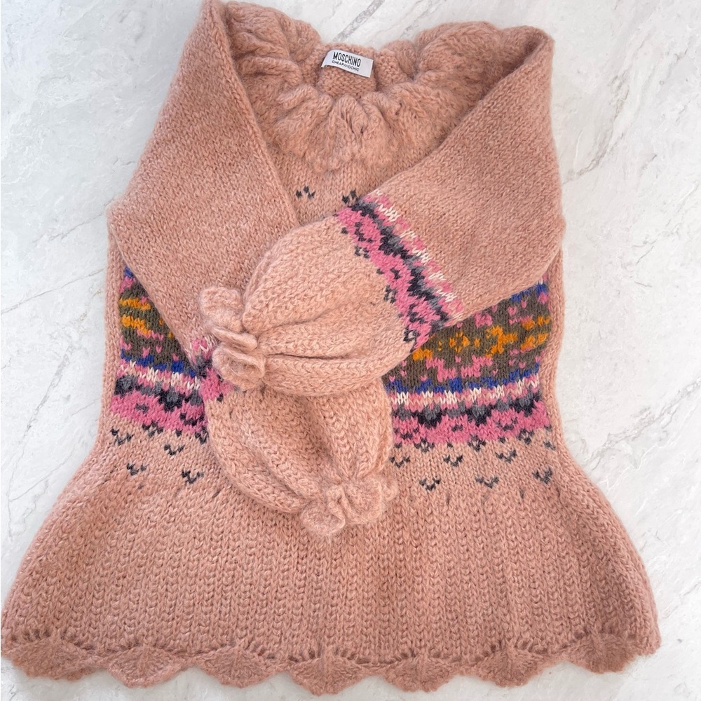 MOSCHINO Cheap & Chic Pink Mohair Blend Patterned Knit Sweater EUC Size 10 US - Picture 15 of 15